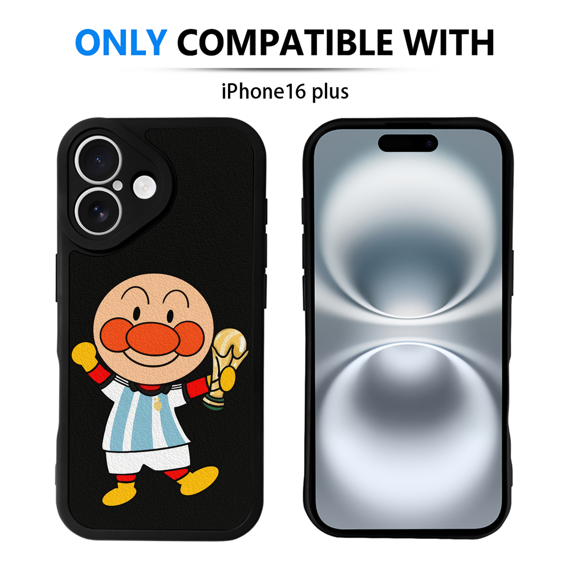 （画像用） アンパンマン Anpanman 【iPhone 16シリーズ対応】シリコンスマホケース（レザー調） 材質：シリコン